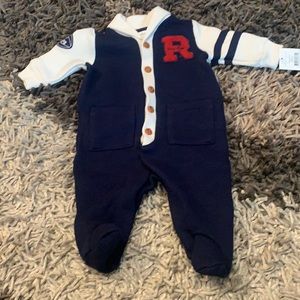 Ralph Loren New Born Varsity Onesie NWT
